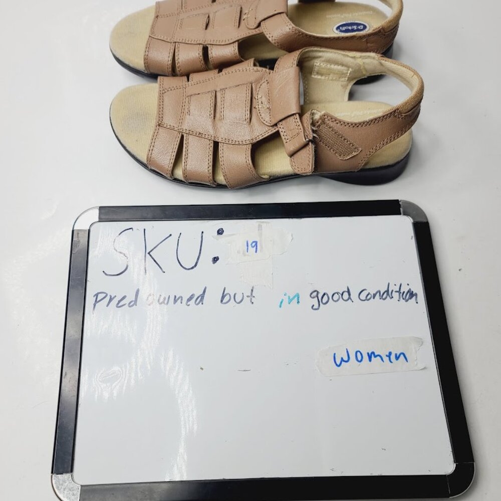 Dr. Scholl's Women's Tan Leather Cross Strappy Open Toe Slingback Sandal Size 7M - Picture 6 of 6